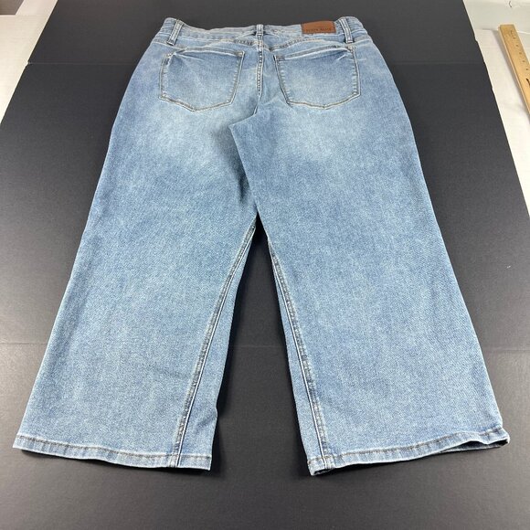 Judy Blue Jeans Women's 34x23* Wide Leg Crop High Rise Blue Stretch Denim Tag 32 - Picture 9 of 16